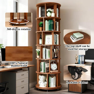 6-Tier Rotating Bookshelf Tower