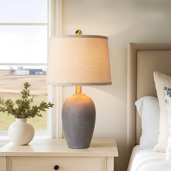 Farmhouse Ceramic Table Lamp Set of 2 with LED Bulbs