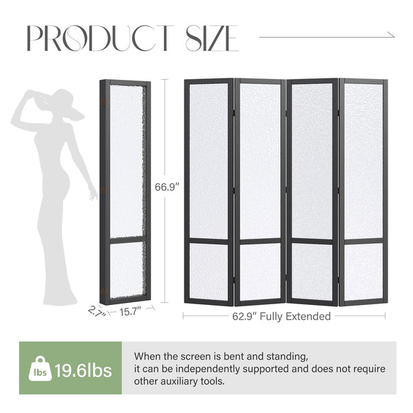 4-Panel Frosted Acrylic Room Divider
