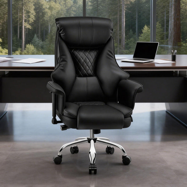 Big & Tall High-Back Leather Office Chair with Adjustable Lumbar Support
