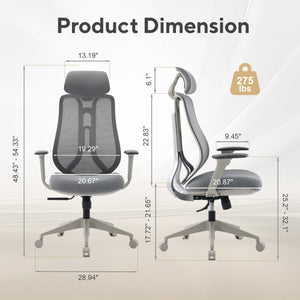 Ergonomic Mesh High-Back Office Chair with 3D Armrests