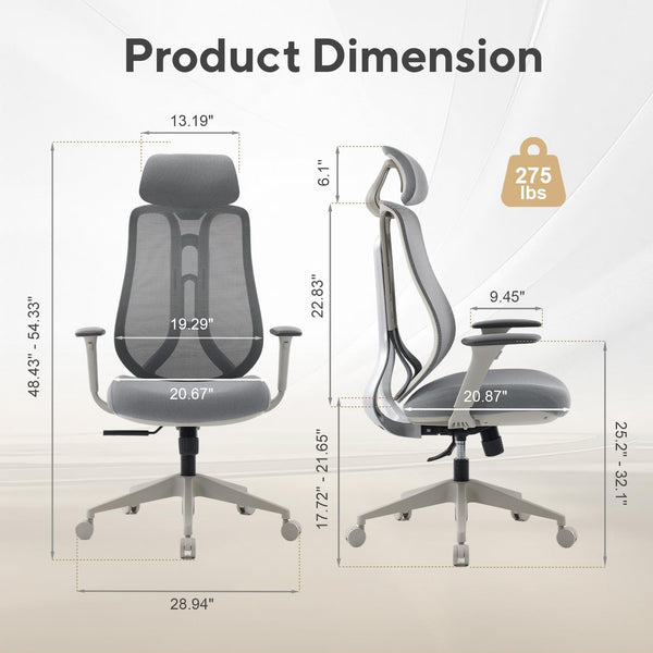 Ergonomic Mesh High-Back Office Chair with 3D Armrests