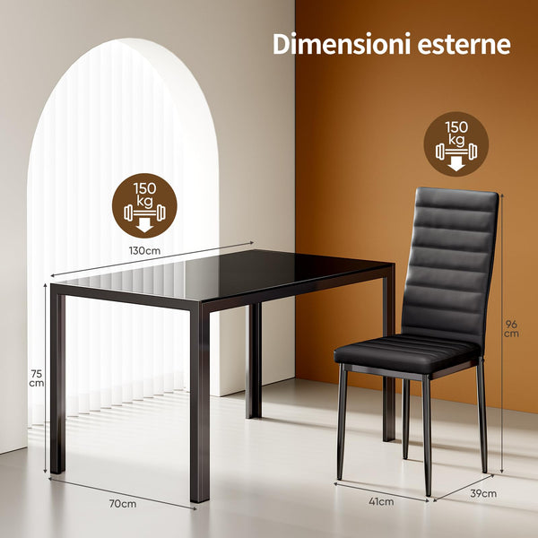 7-Piece Tempered Glass Dining Table Set for 6
