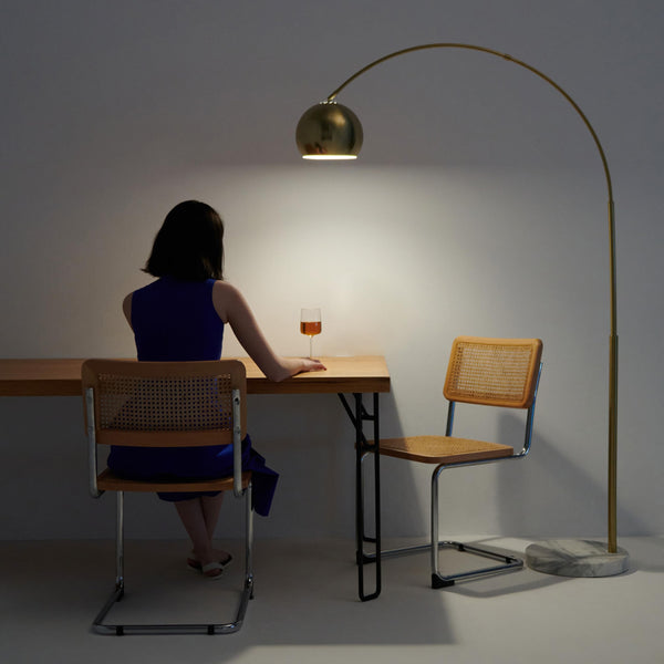 Arc Floor Lamp with Marble Base and Globe Shade