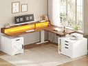 L-Shaped Electric Standing Desk with Drawers & Storage