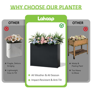 Tall Rectangular Outdoor Planter Box - Galvanized Steel