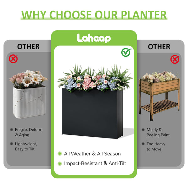 Tall Rectangular Outdoor Planter Box - Galvanized Steel