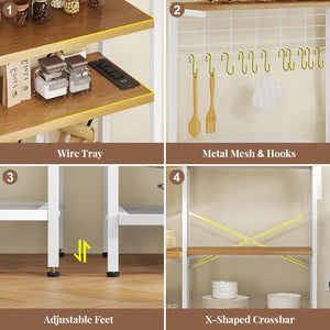 L-Shaped Baker's Rack with Power Outlet, 6-Tier