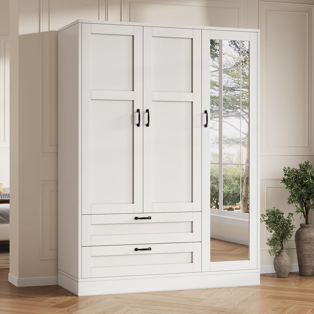 Armoire Wardrobe Closet with Mirror & Drawers