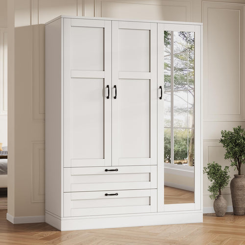 Armoire Wardrobe Closet with Mirror & Drawers