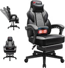 Big & Tall Gaming Chair with Footrest, Massage Lumbar Support & 360° Swivel