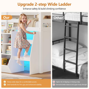 Twin Low Loft Bed with Storage, LED Lights & Reading Nook