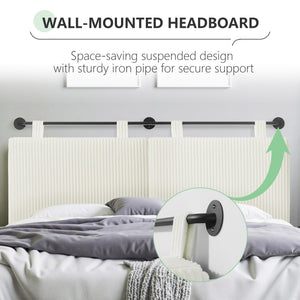 Queen Size Wall-Mounted Upholstered Headboard with RGB LED Lights