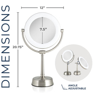 LED Lighted Makeup Mirror with Magnification & Dimmer