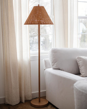 61" 2-Light Coastal Bohemian LED Floor Lamp with Rattan Shade