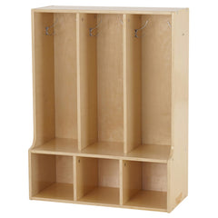 Kids Coat Locker with Bench – 3-Section Wooden Storage Organizer