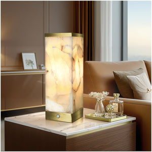 Cordless Alabaster Table Lamp with Rechargeable Battery
