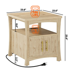Farmhouse Nightstand with Charging Station