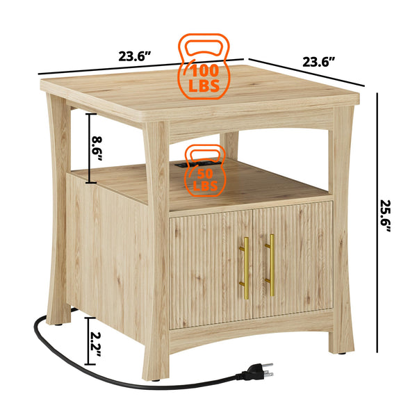 Farmhouse Nightstand with Charging Station