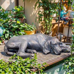 Sleeping Dog Garden Statue – Resin Outdoor Sculpture for Patio, Lawn & Yard