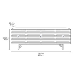 79.25" TV Stand with Louvered Doors, Soundbar Shelf & Cable Management
