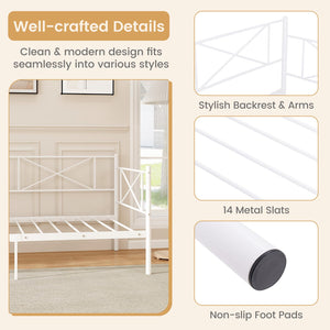 Twin Metal Daybed Frame with Headboard and Storage
