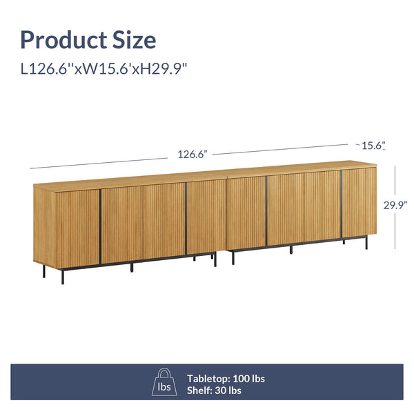 63" Sideboard Buffet Cabinet Set of 2 with Fluted Doors – Camel