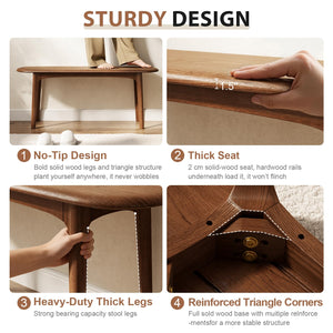 Solid Wood Dining Bench with Rounded Corners – Walnut