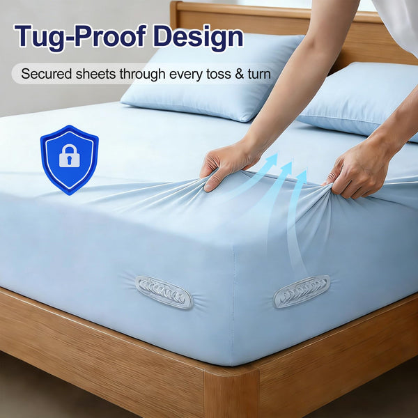 Bed Sheet Holders for Corners – Dual-Side Lock Design, 4-Pack