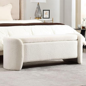 Upholstered Boucle Sherpa Bench 50" – Bedroom, Entryway & Vanity Seat