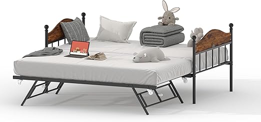 Twin Metal Daybed with Trundle and Headboard