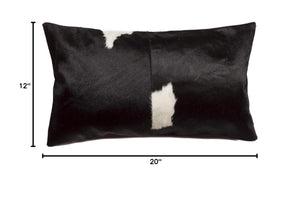 Cowhide Throw Pillow Black & White 12x20 Inch