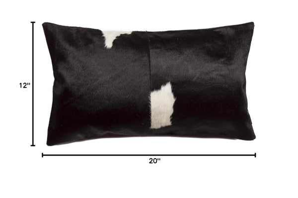 Cowhide Throw Pillow Black & White 12x20 Inch