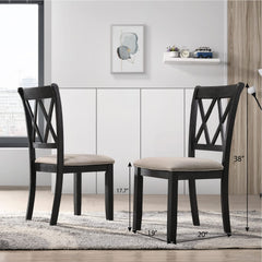 Cross-Back Fabric Upholstered Dining Chair Set of 2