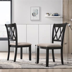 Cross-Back Fabric Upholstered Dining Chair Set of 2