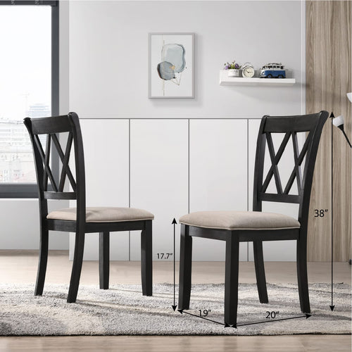 Cross-Back Fabric Upholstered Dining Chair Set of 2