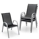 Set of 4 Stackable Outdoor Patio Dining Chairs with Armrests