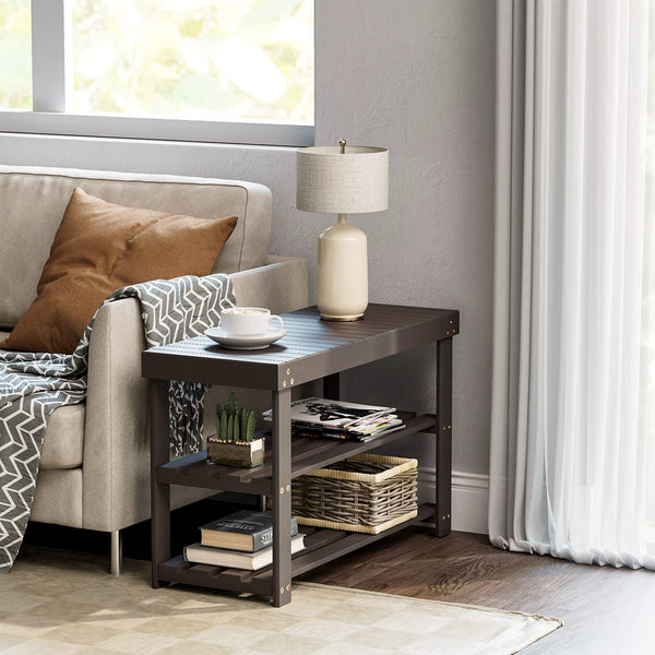3-Tier Bamboo Shoe Rack Bench with Storage