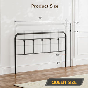 Queen Size Metal Farmhouse Headboard – Adjustable Height, Black