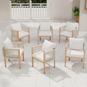 Outdoor Rope Dining Chairs with Cushions