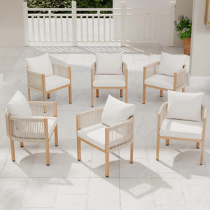 Outdoor Rope Dining Chairs with Cushions