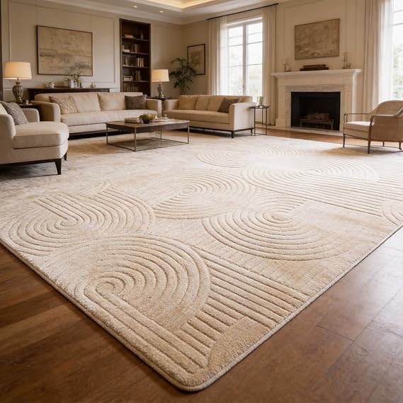 Soft High-Low Pile Area Rug – Washable, Non-Slip Indoor Rug for Living Room, Bedroom & Kids Room