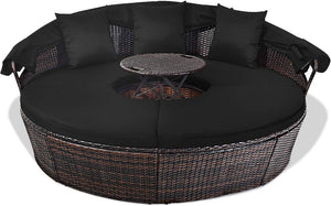 Outdoor Round Daybed with Retractable Canopy