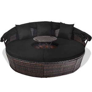 Outdoor Round Daybed with Retractable Canopy