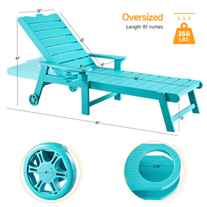 Patio Chaise Lounge Set of 2 – HDPS Outdoor Reclining Chairs with Adjustable Backrest & Cup Holder