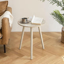 Round Wood Side Table – Small Accent End Table with 3 Legs