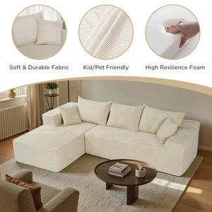 L-Shaped Modular Sectional Sofa with Chaise – Corduroy, No Assembly