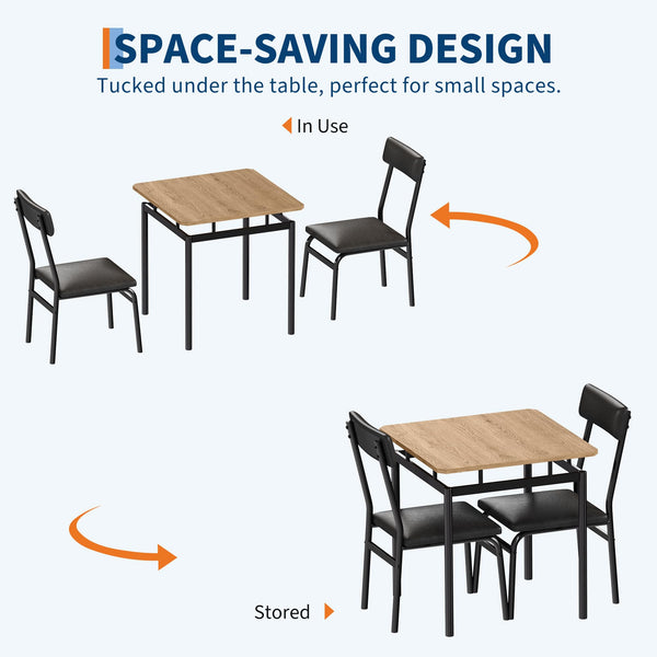 3-Piece Dining Table Set with PU Upholstered Chairs