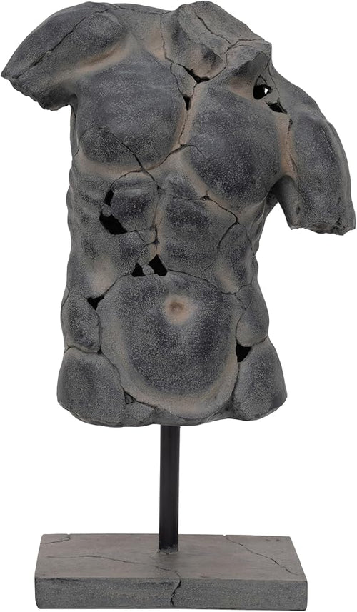 25" Resin Male Torso Sculpture | Modern Decorative Figurine