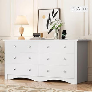 6-Drawer Wooden Dresser & TV Stand for Bedroom, Living Room